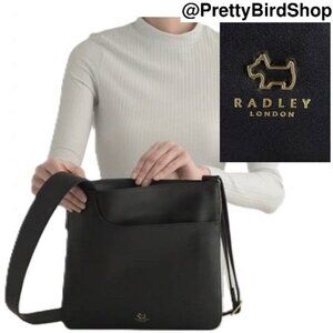 RADLEY LONDON crossbody bag black leather Zip Around large EUC Pockets expand